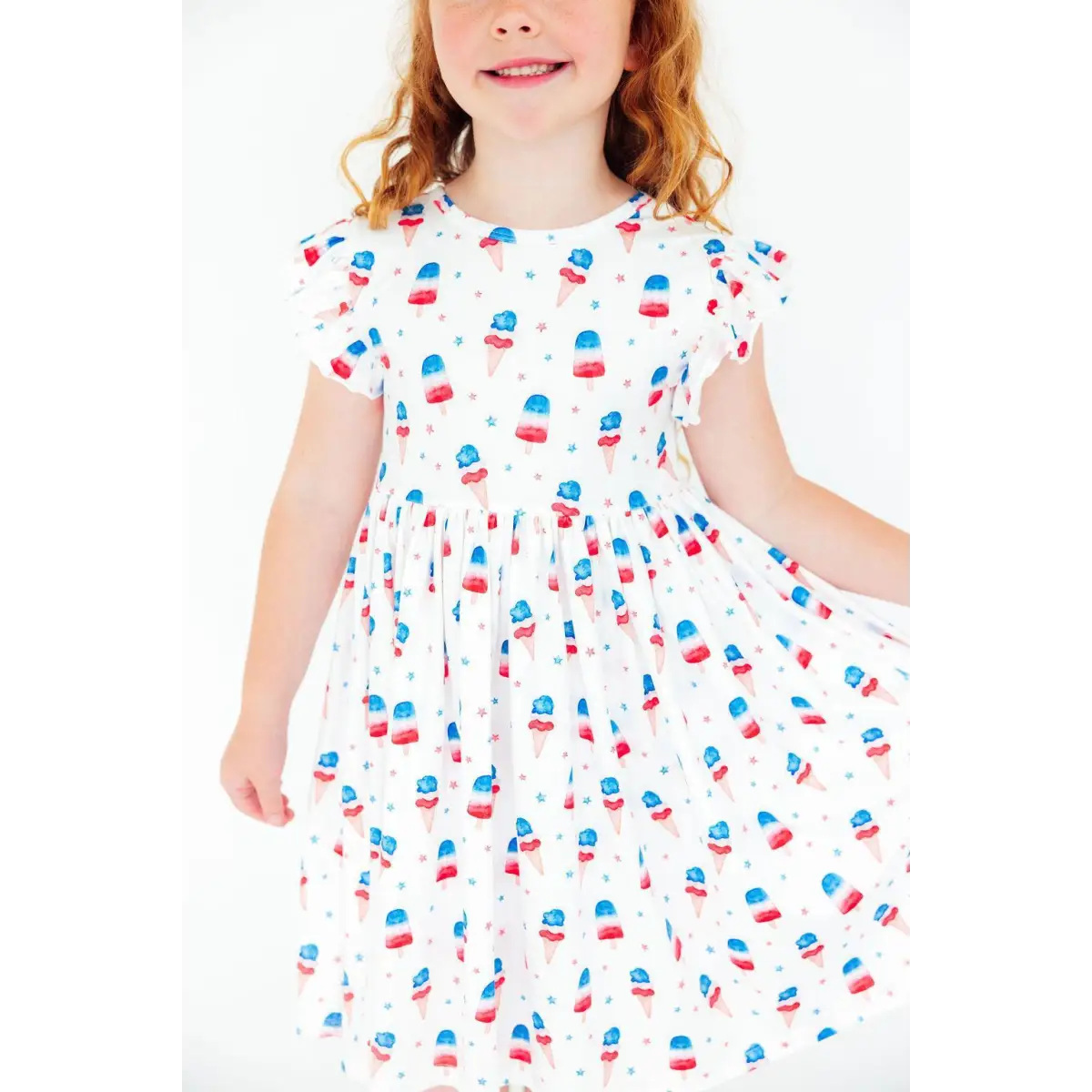Flutter Sleeve Twirl Dress - Summer Sweets - Patriotic July 4th - Mila & Rose ®