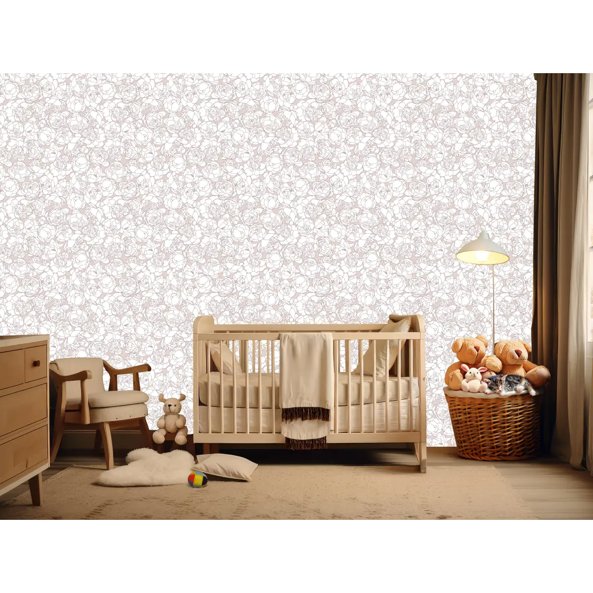 Suri Wallpaper - Peony Line Drawings - by Kourtni Gunn - Loomwell Home Goods