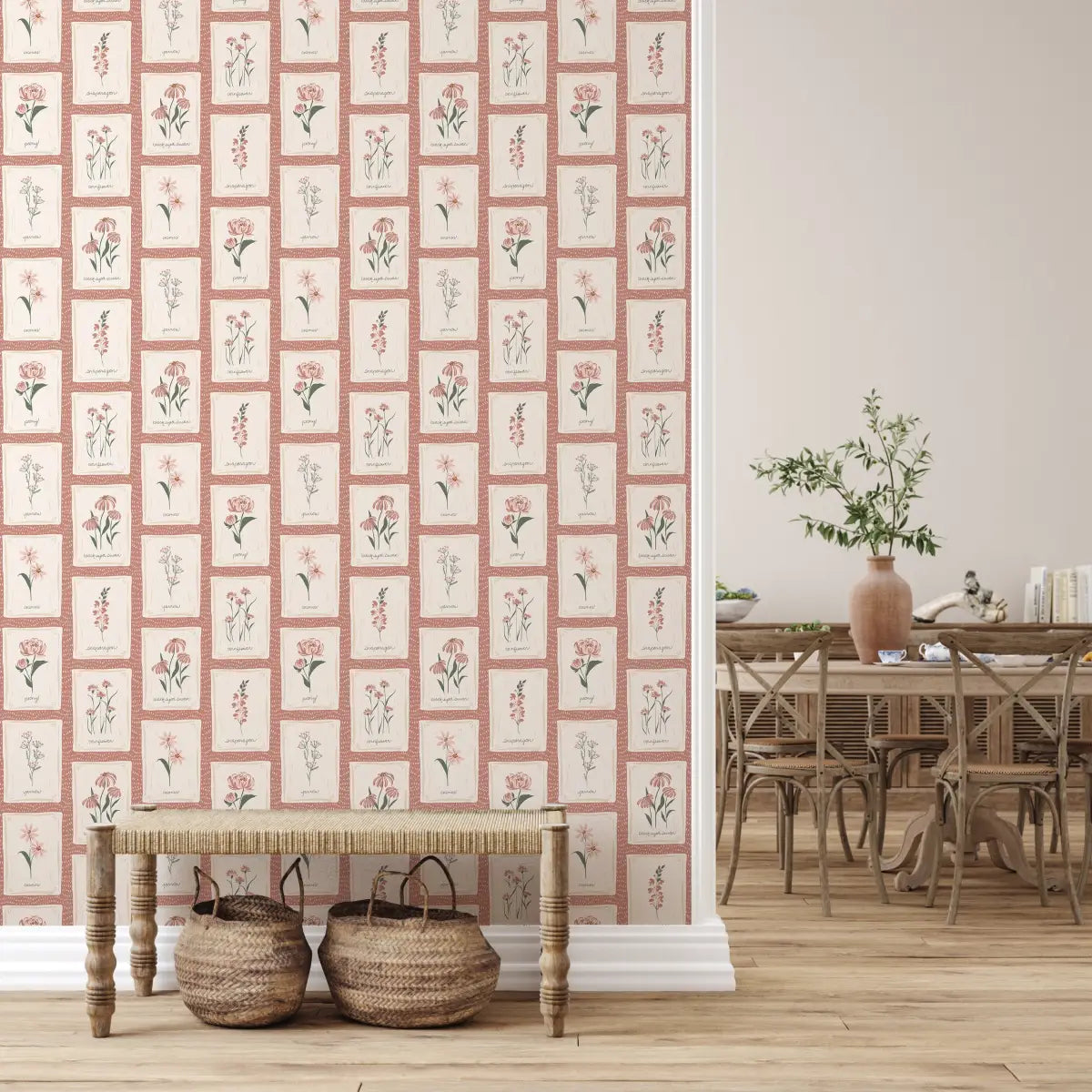Susan Wallpaper - Flower Seed Packets - by Hearten Design - Loomwell Home Goods