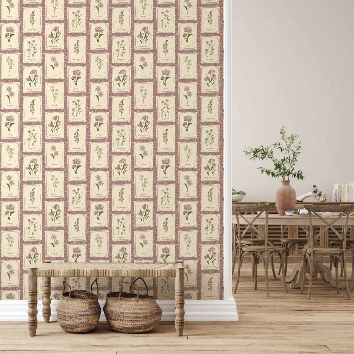 Susan Wallpaper - Flower Seed Packets - by Hearten Design - Loomwell Home Goods