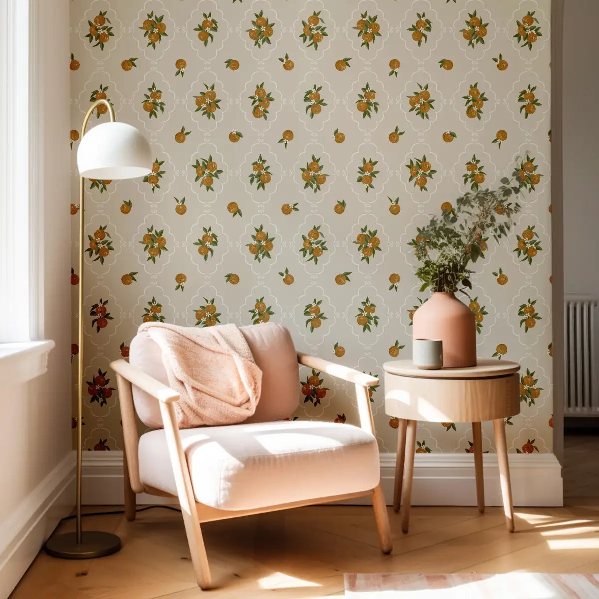 Sutton Wallpaper - Oranges in Trellis - by Mackenzie Nelson - Loomwell Home Goods