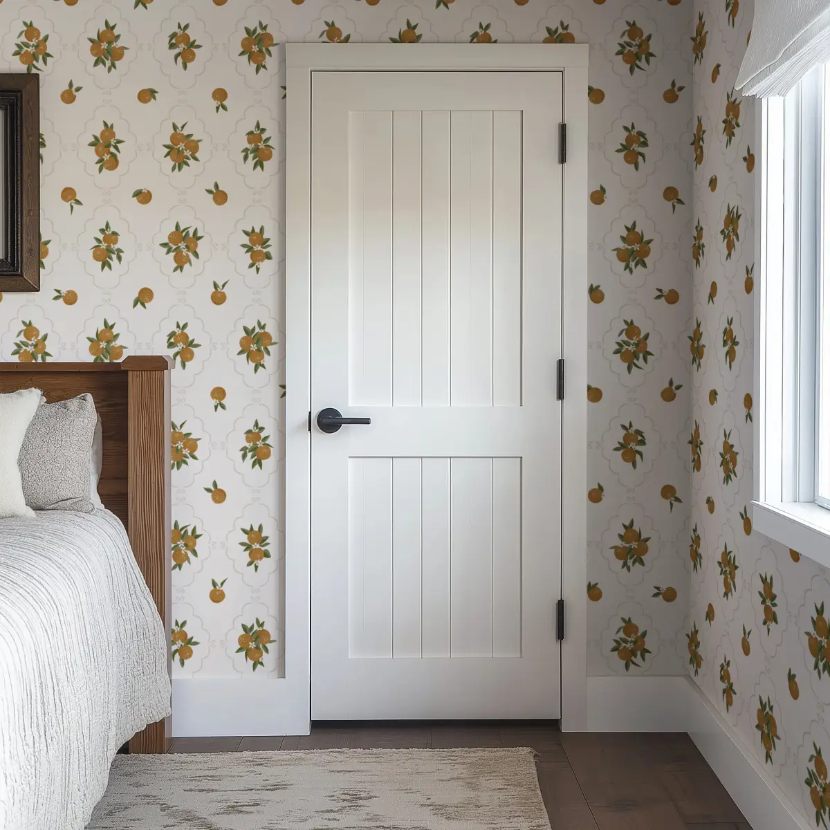 Sutton Wallpaper - Oranges in Trellis - by Mackenzie Nelson - Loomwell Home Goods