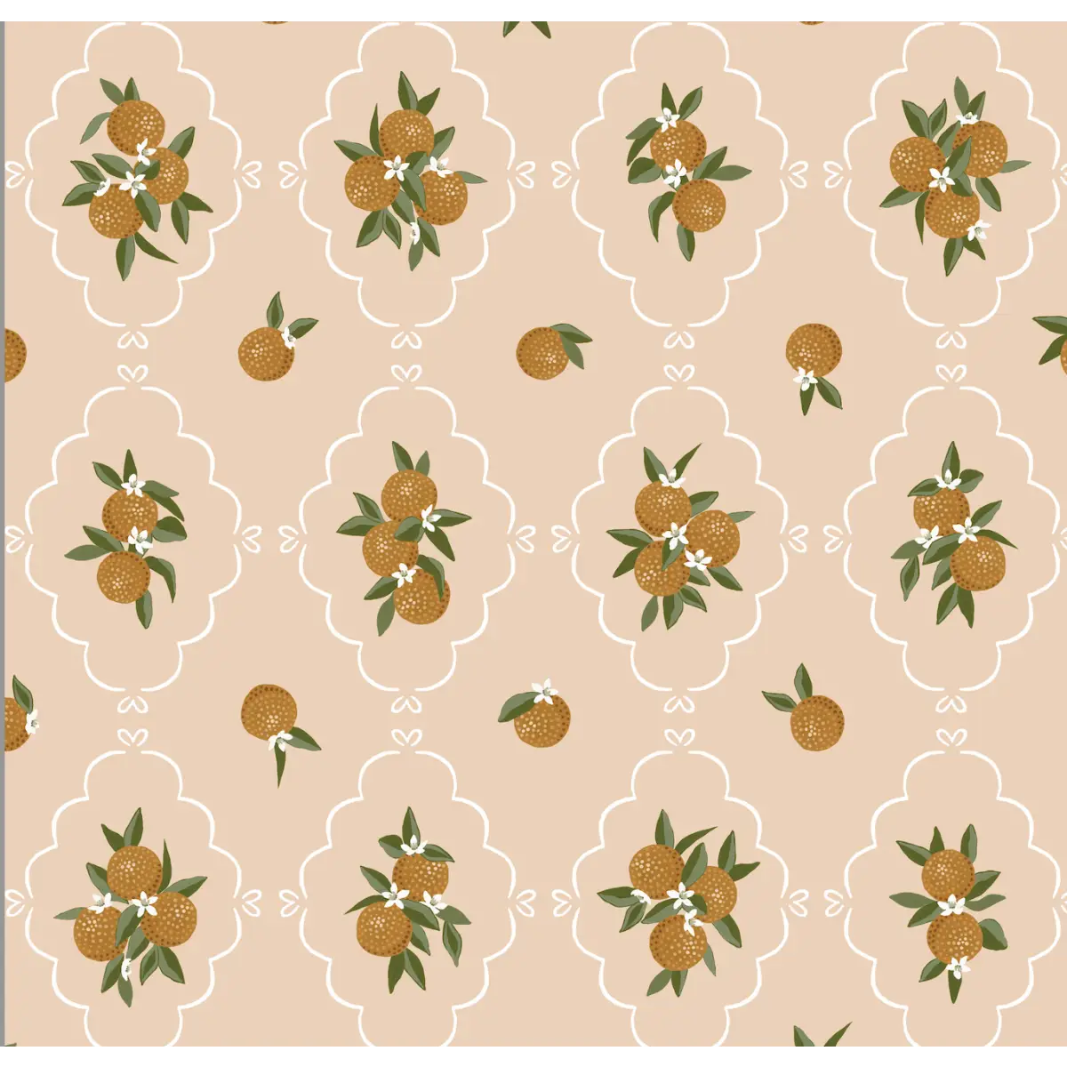 Sutton Wallpaper - Oranges in Trellis - by Mackenzie Nelson - Sample 1 foot by 1 foot / Peach - Loomwell Home Goods