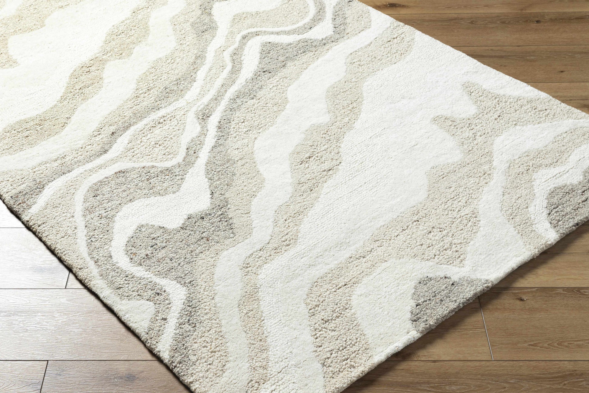 Beige Marbled Wool Area Rug - Boutique Rugs