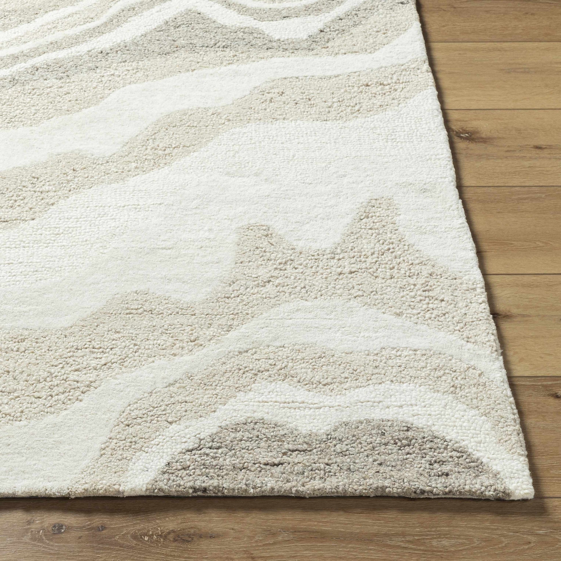 Beige Marbled Wool Area Rug - Boutique Rugs