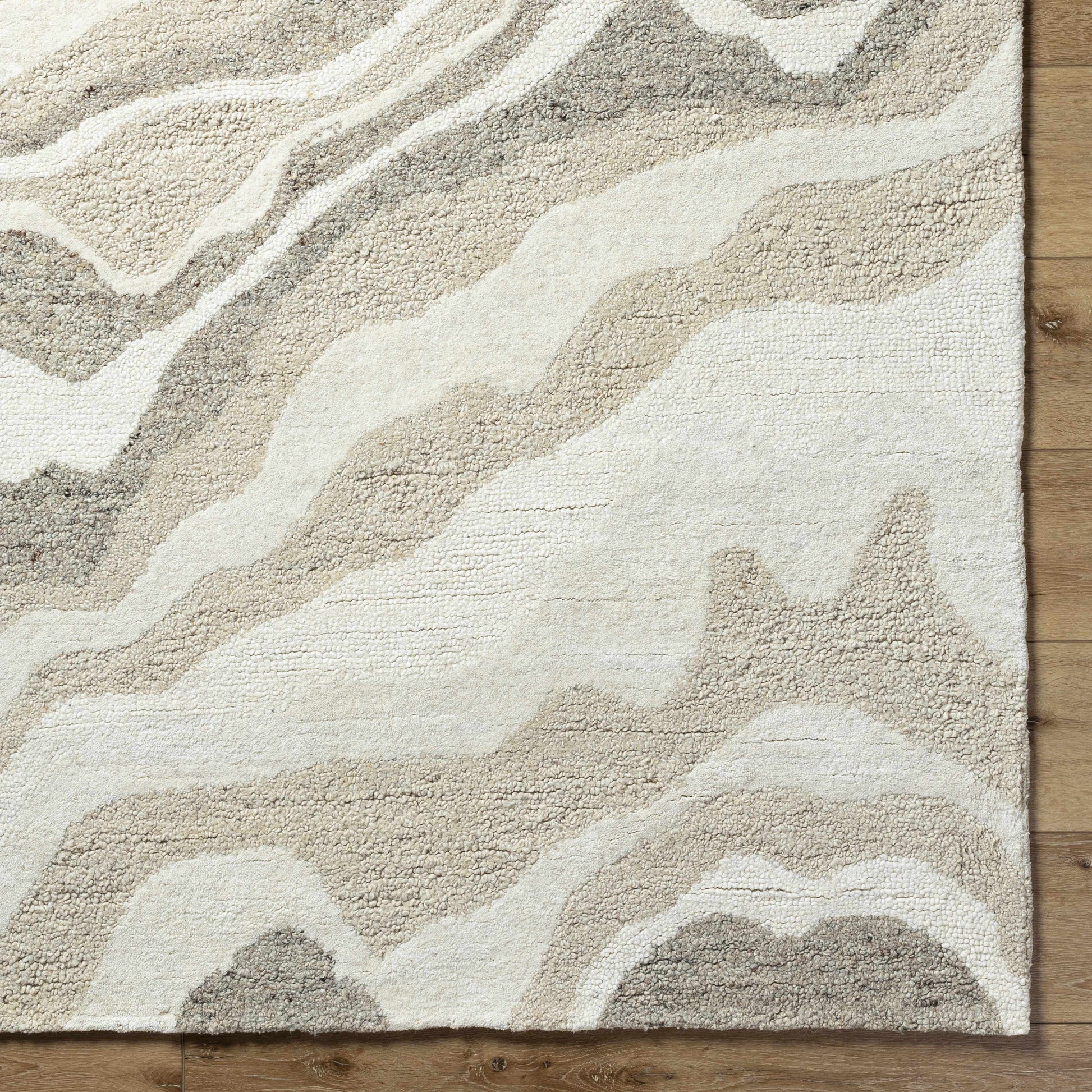 Beige Marbled Wool Area Rug - Boutique Rugs