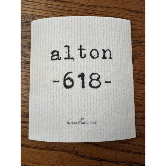 Swedish Dish Cloth - 618 Alton Illinois - Indigo Tangerine