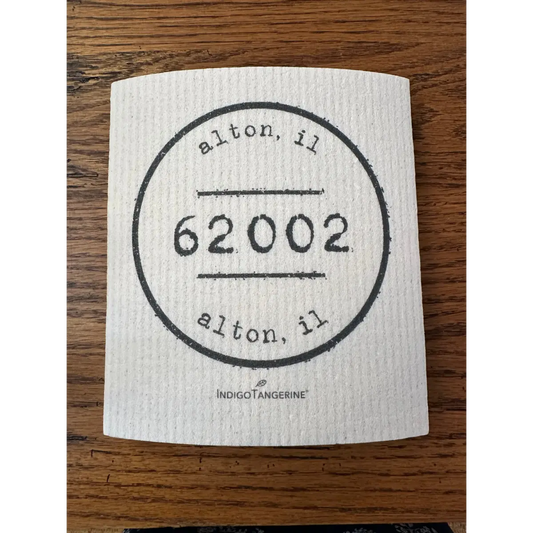 Swedish Dish Cloth - 62002 Alton IL Postmark - Indigo Tangerine