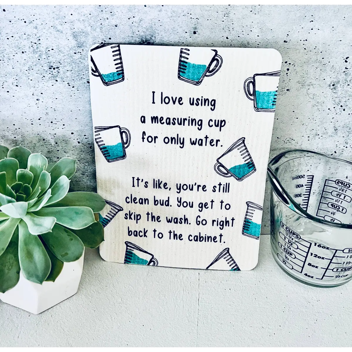 Swedish Dish Cloth - I Love using a Measuring Cup - Funny - ellembee gift