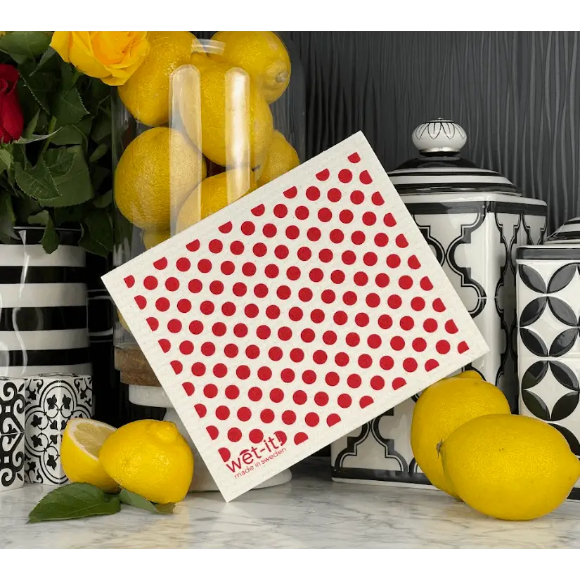Swedish Dish Cloth - Red Dots - Wet-it!