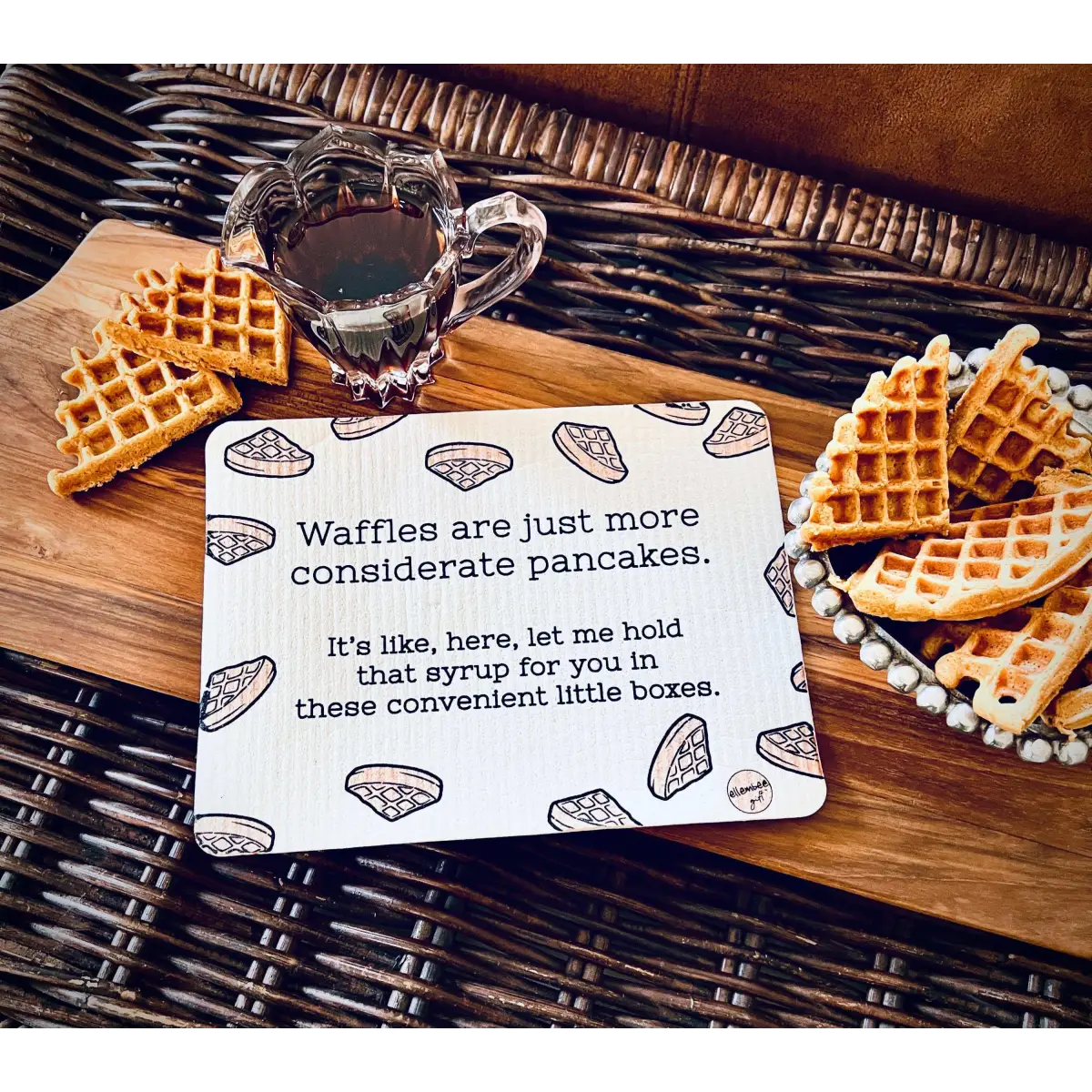 Swedish Dish Cloth - Waffles are Just More Considerate Pancakes - Funny - ellembee gift
