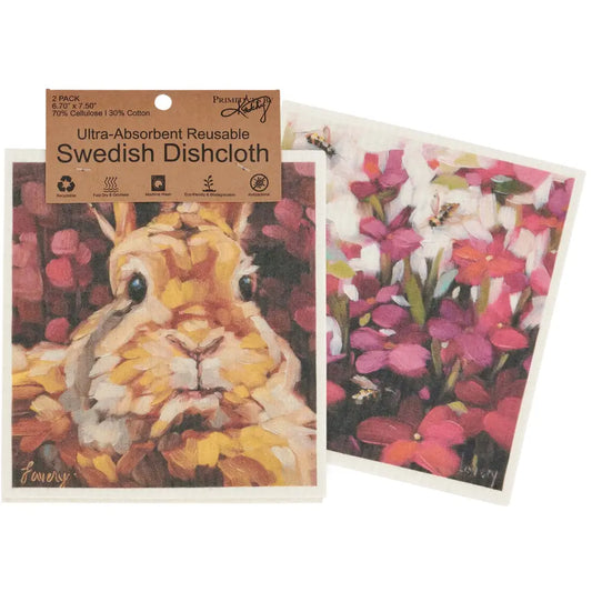 Swedish Dishcloth Set of 2 - Hoppy Bunny - Primitives by Kathy
