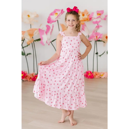 Sweet Strawberries Ruffle Maxi Dress - Mila & Rose ®