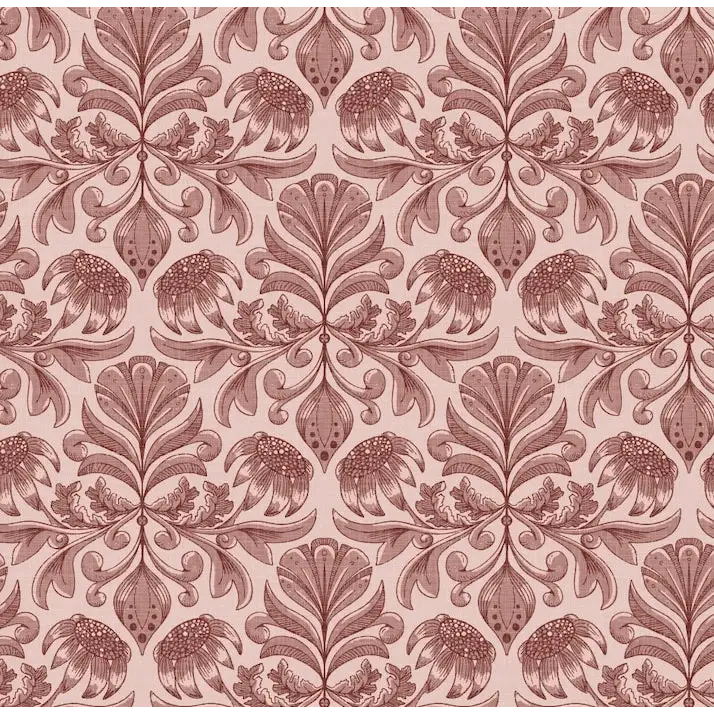 Swinton Wallpaper - Classic Floral - by Zenclover - Sample 1 foot by 1 foot / Pink and Burgundy - Loomwell Home Goods