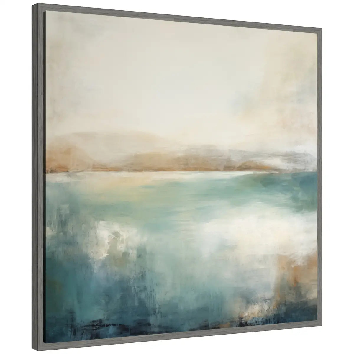 Abstract Calming Lake Landscape Framed Canvas - Gray - kateandlaurel