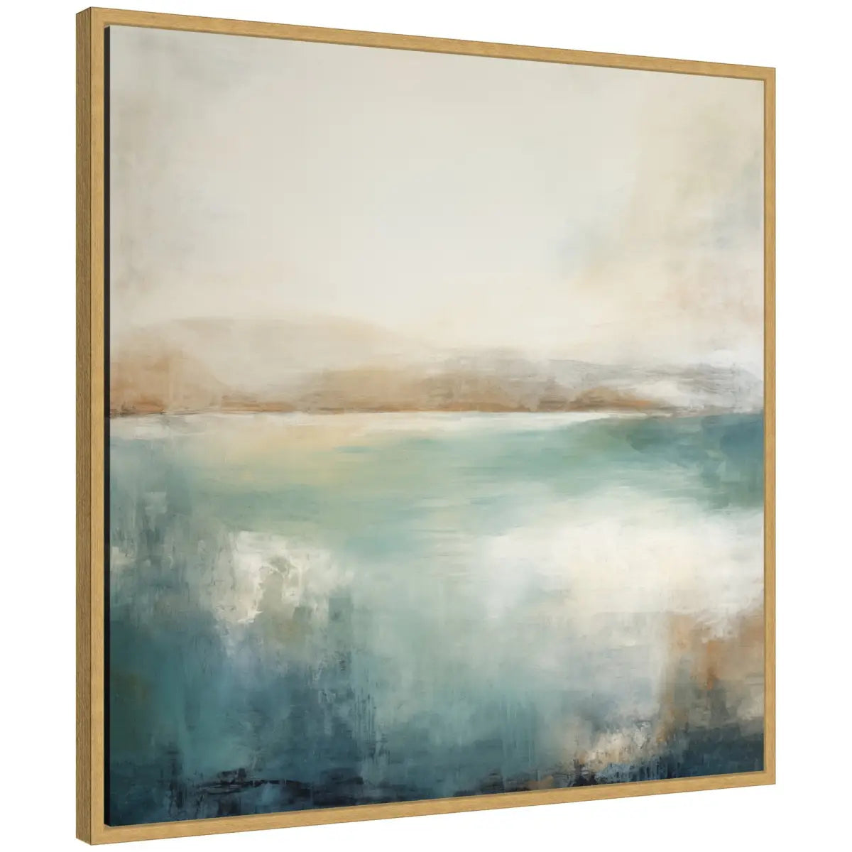 Abstract Calming Lake Landscape Framed Canvas - Bright Gold - kateandlaurel