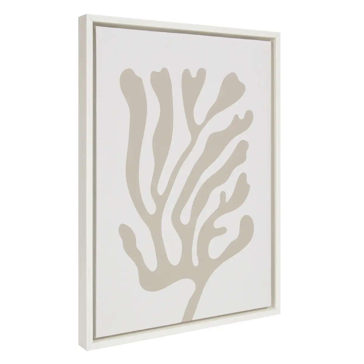 Framed Canvas Art - Abstract Coral Coastal Beige - White / 18x24 - kateandlaurel