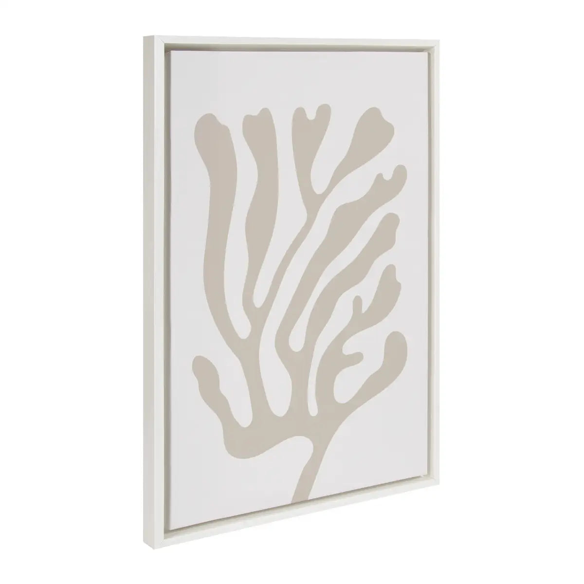 Framed Canvas Art - Abstract Coral Coastal Beige - White / 23x33 - kateandlaurel