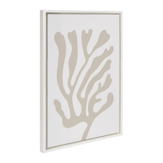 Framed Canvas Art - Abstract Coral Coastal Beige - White / 23x33 - kateandlaurel