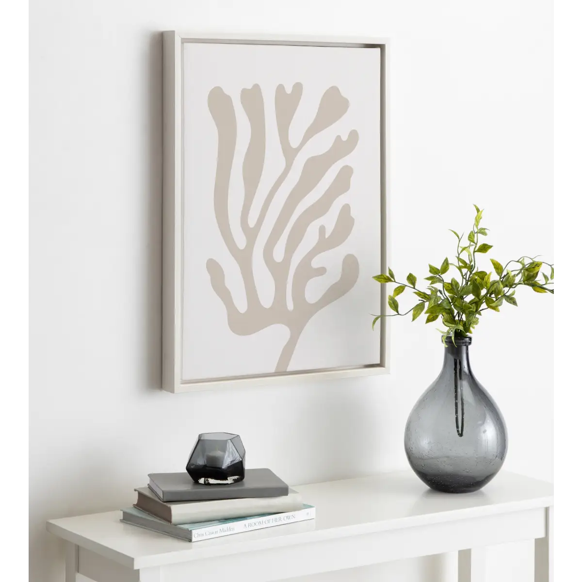 Framed Canvas Art - Abstract Coral Coastal Beige - kateandlaurel