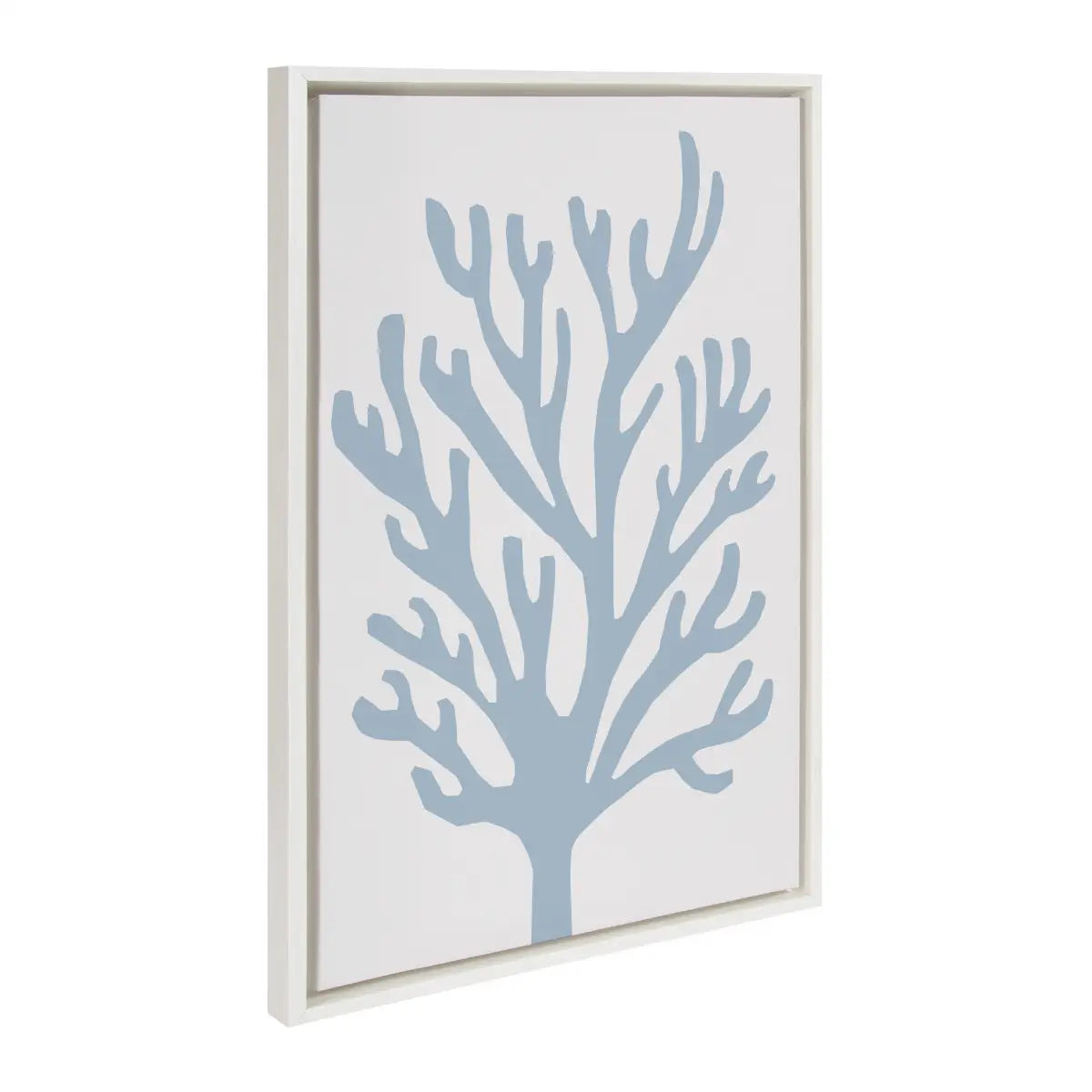 Framed Canvas Art - Abstract Coral Ocean Blue - White / 23x33 - kateandlaurel