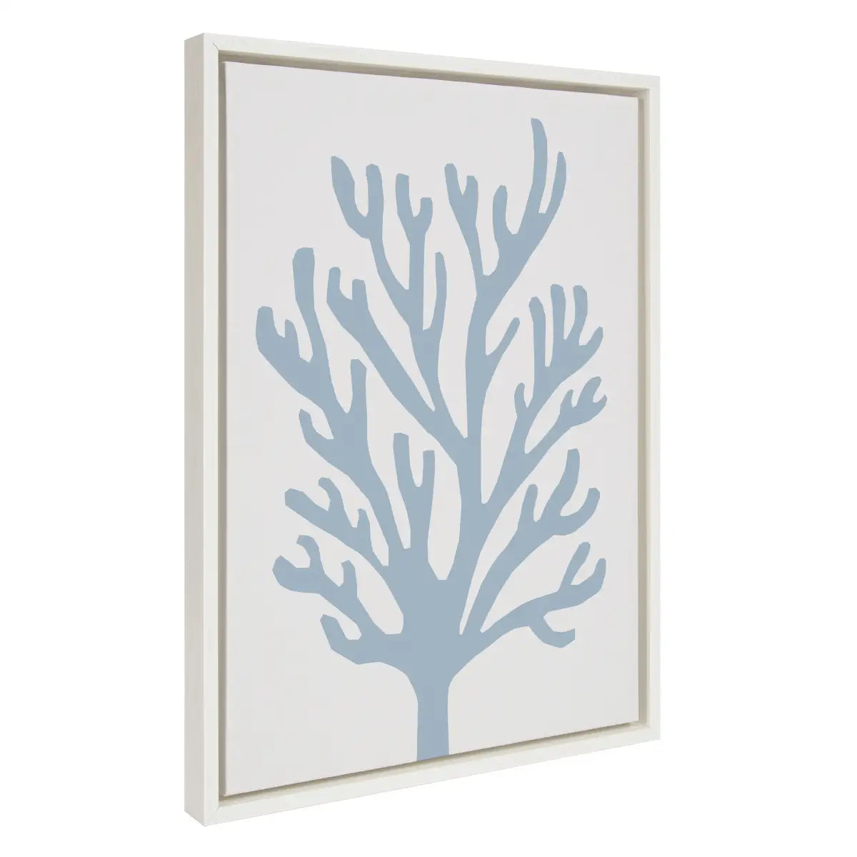Framed Canvas Art - Abstract Coral Ocean Blue - White / 18x24 - kateandlaurel
