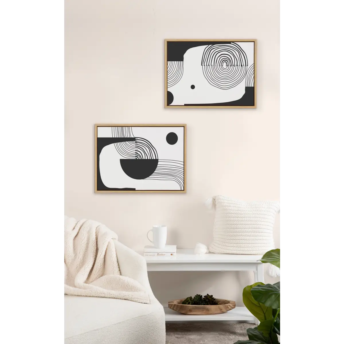 Framed Canvas - Abstract Minimal A and B - Natural / 2 Piece 18x24 - kateandlaurel