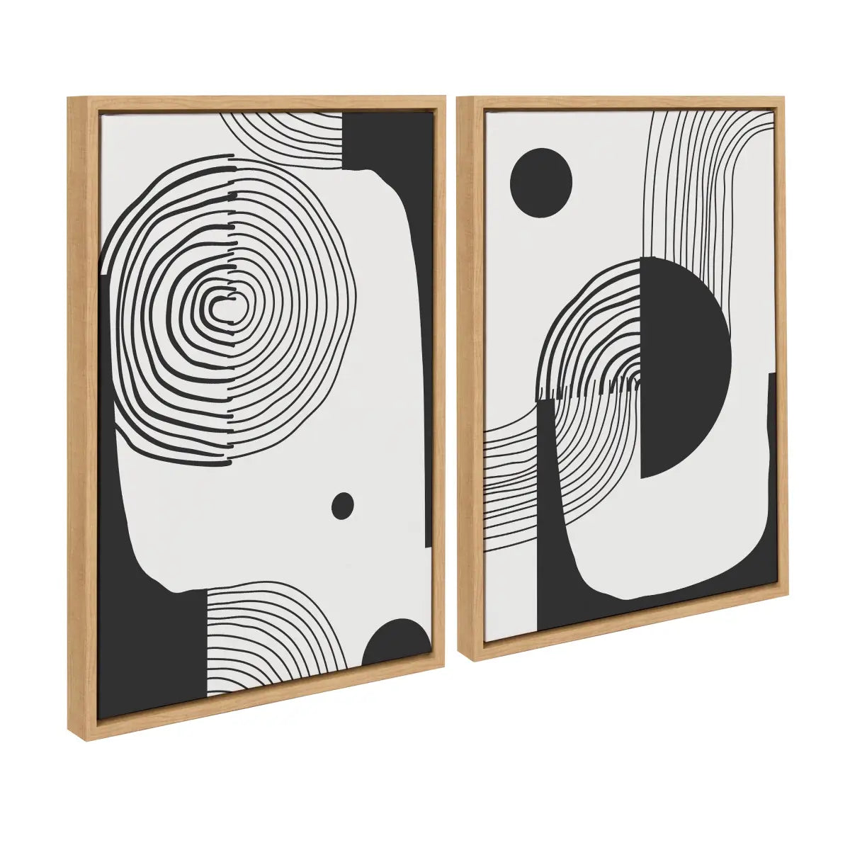 Framed Canvas - Abstract Minimal A and B - Natural / 2 Piece 18x24 - kateandlaurel