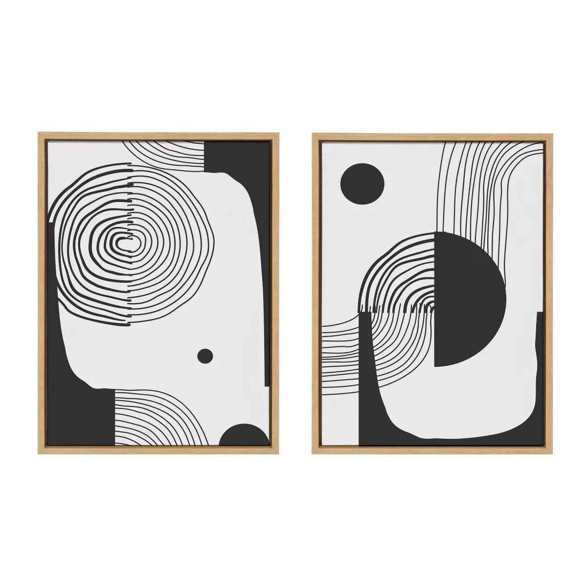 Framed Canvas - Abstract Minimal A and B - Natural / 2 Piece 18x24 - kateandlaurel