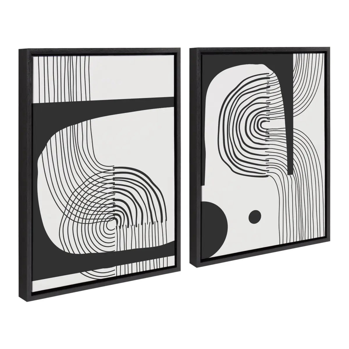 Framed Canvas - Abstract Minimal C and D - Black - kateandlaurel