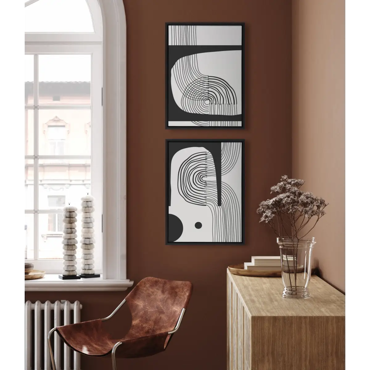 Framed Canvas - Abstract Minimal C and D - Black - kateandlaurel