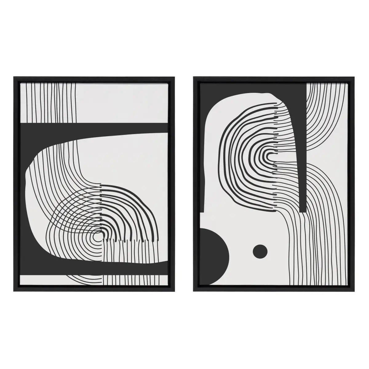 Framed Canvas - Abstract Minimal C and D - Black - kateandlaurel