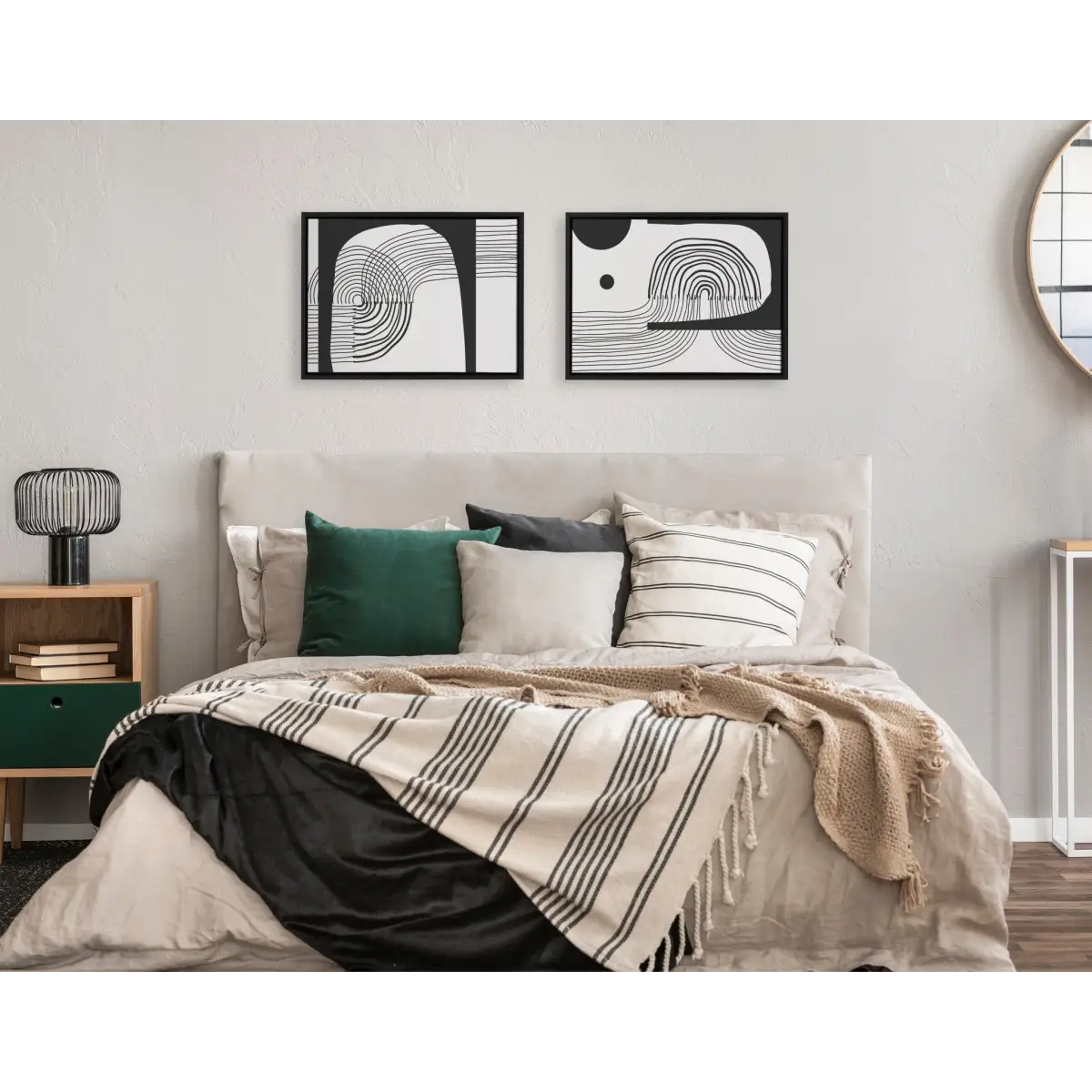 Framed Canvas - Abstract Minimal C and D - Black - kateandlaurel
