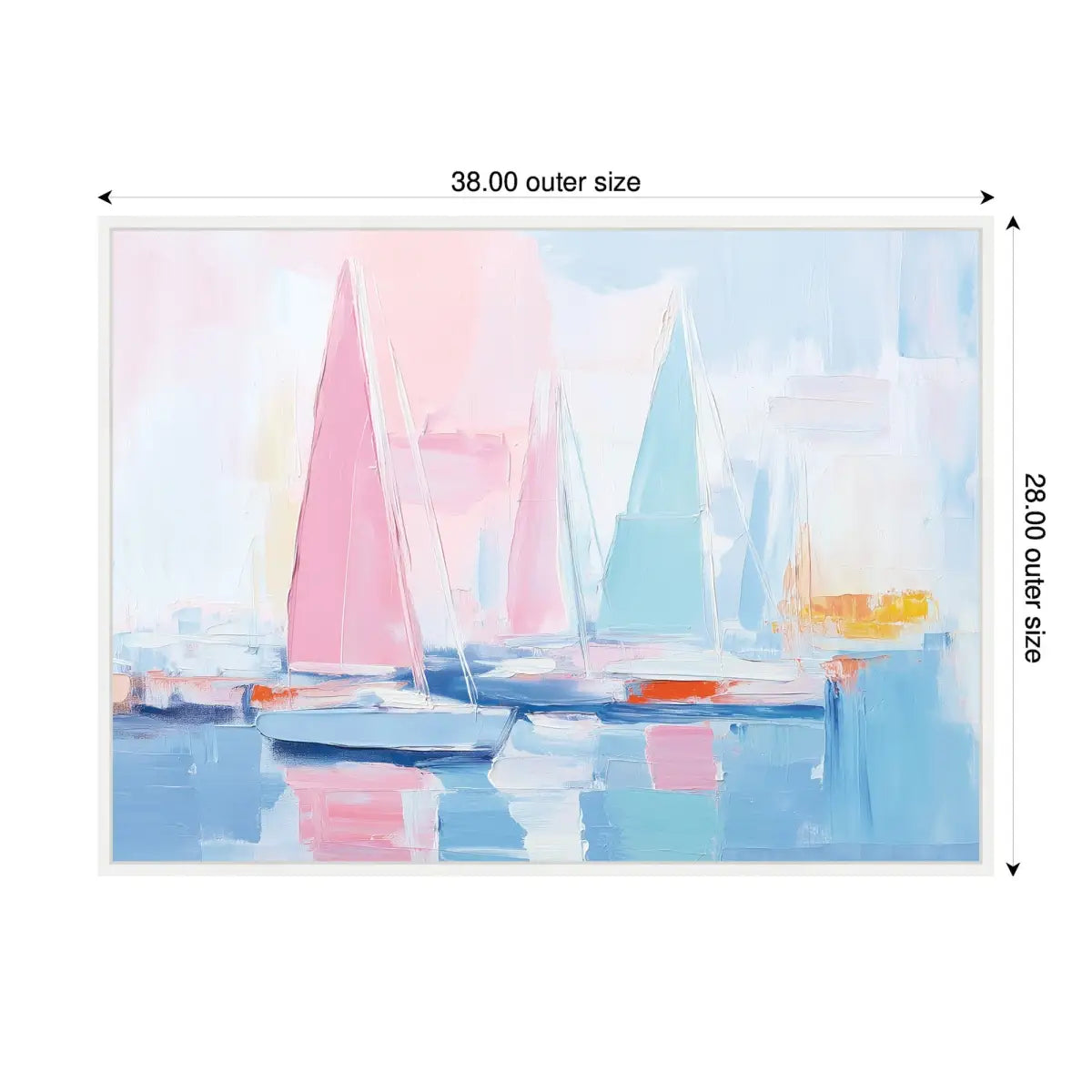 Colorful Abstract Sailboat Harbor Landscape Framed Canvas - kateandlaurel