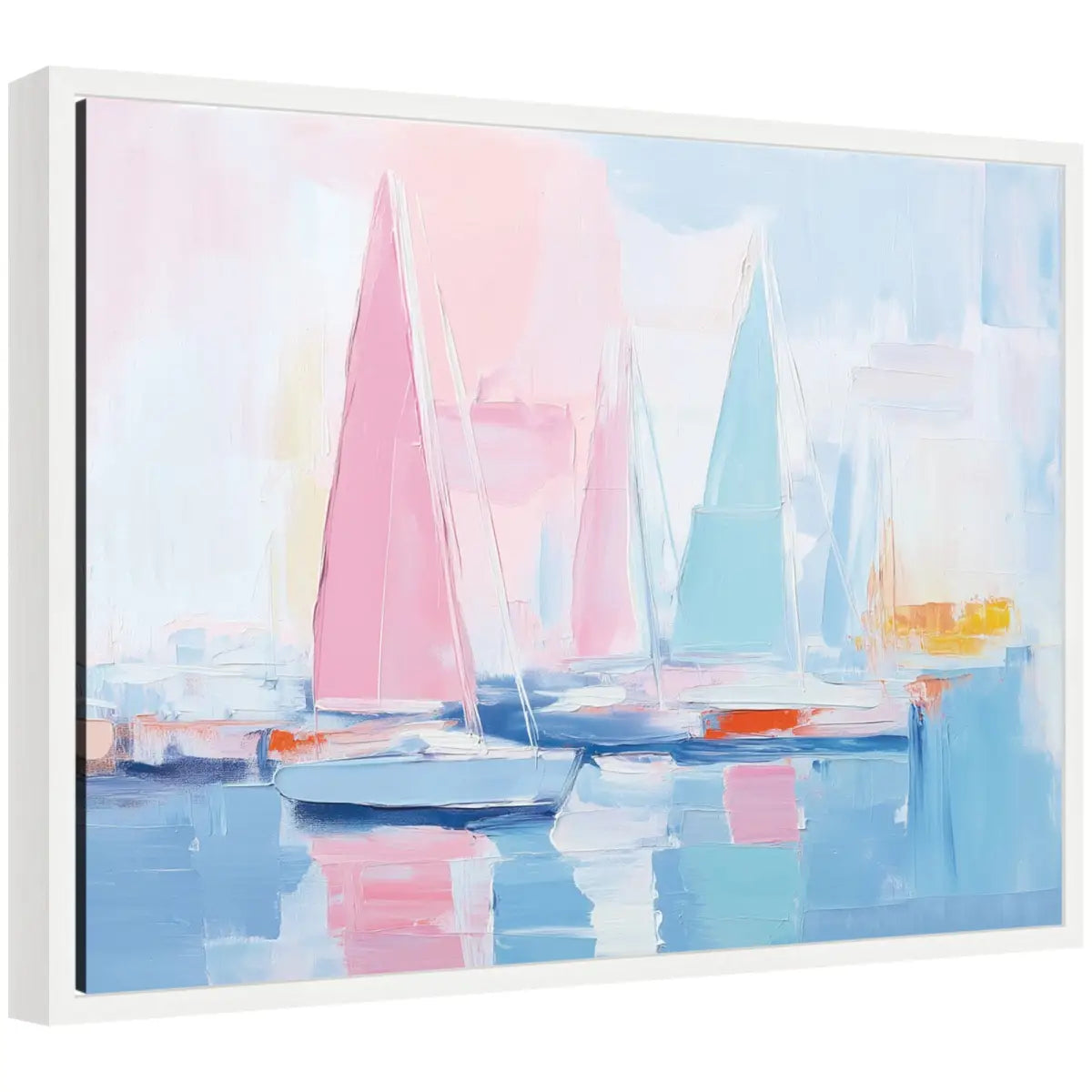 Colorful Abstract Sailboat Harbor Landscape Framed Canvas - 24x18 - kateandlaurel