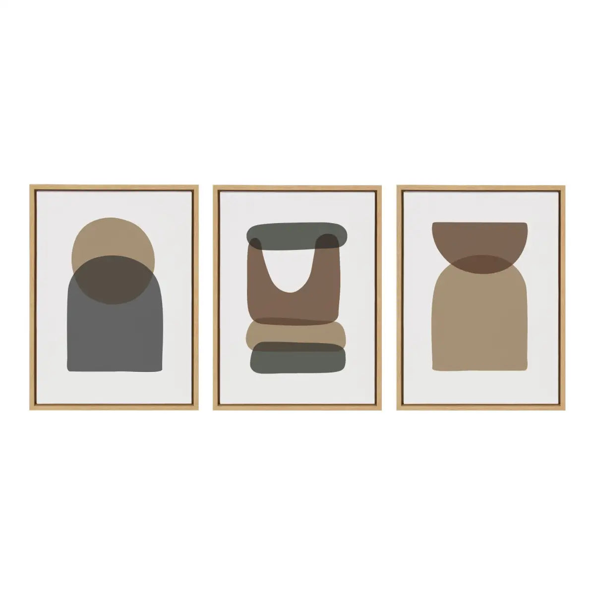 Framed Canvas Set - Arch Sunrise Moon Abstract - Natural / 3 Piece 18x24 - kateandlaurel