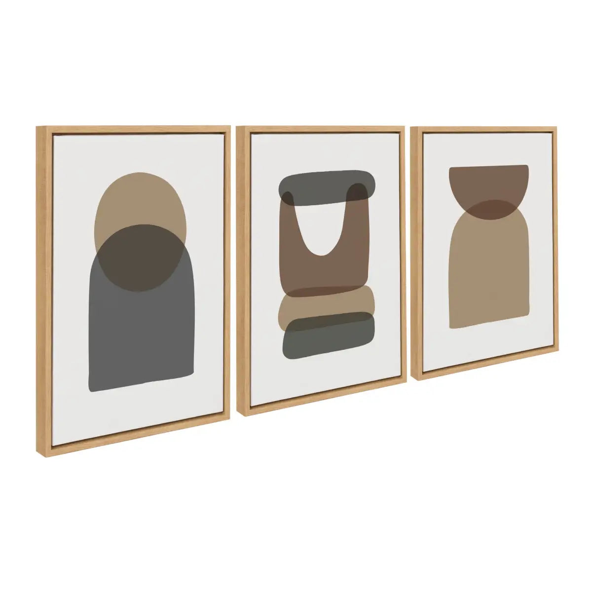Framed Canvas Set - Arch Sunrise Moon Abstract - Natural / 3 Piece 18x24 - kateandlaurel