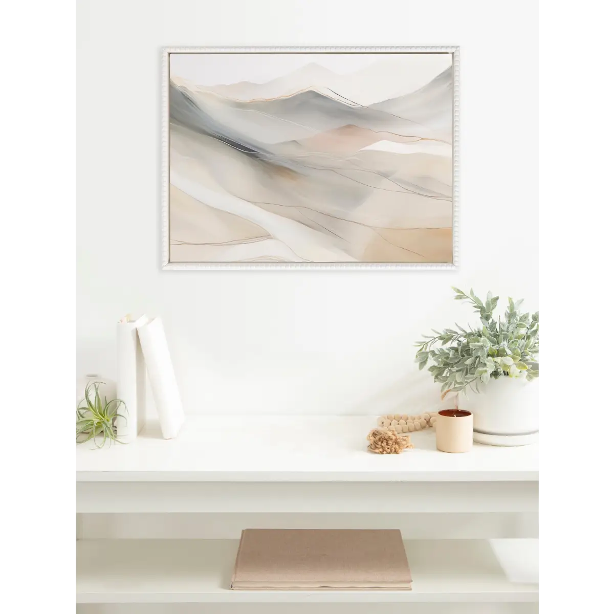 Framed Canvas Art - Beaded Abstract Mystic Mountain Landscape - kateandlaurel
