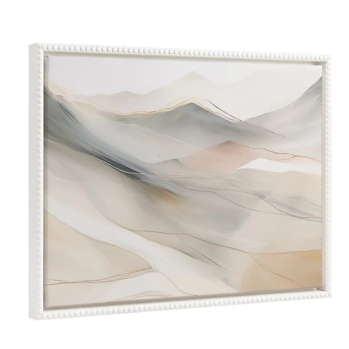 Framed Canvas Art - Beaded Abstract Mystic Mountain Landscape - White / 18x24 - kateandlaurel
