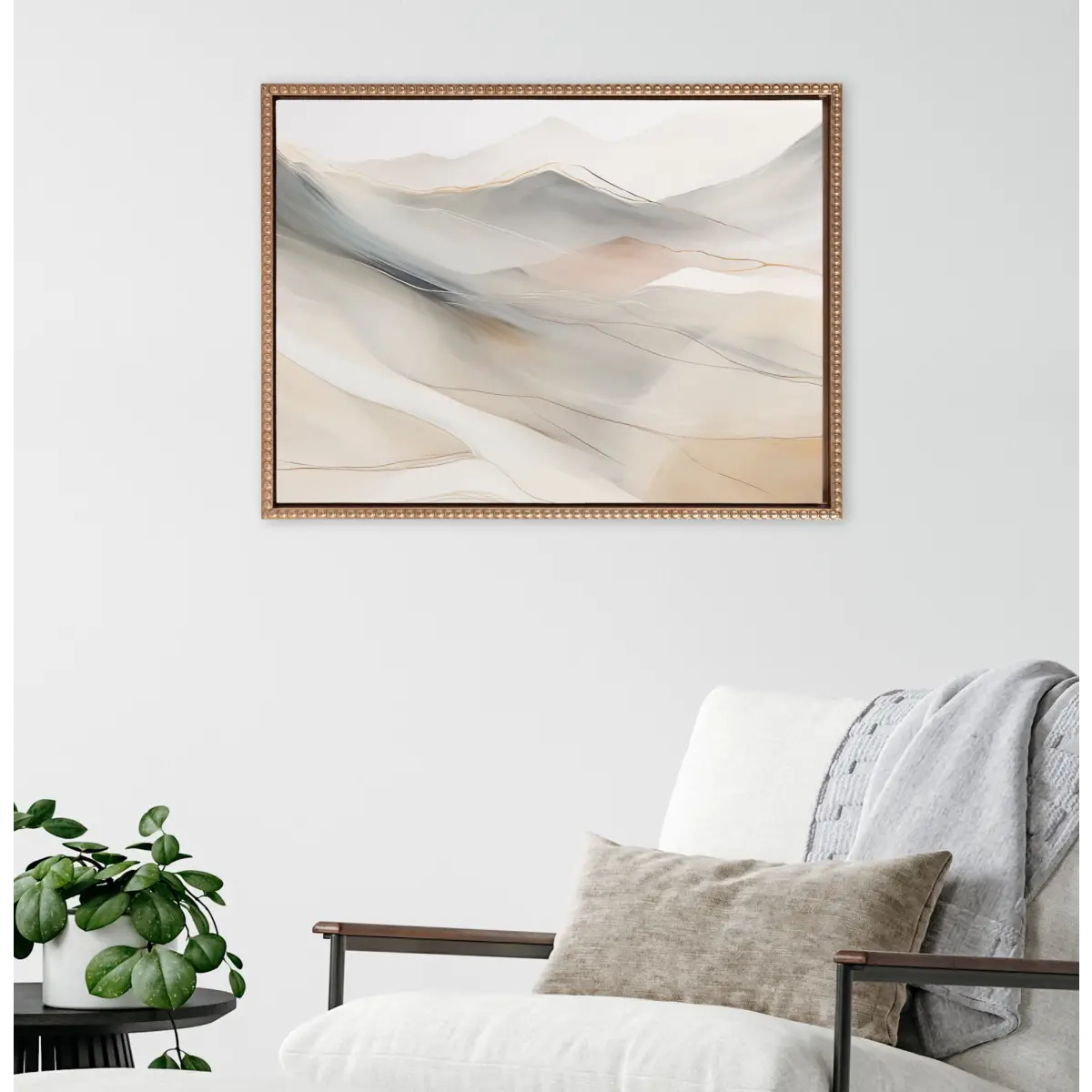 Framed Canvas Art - Beaded Abstract Mystic Mountain Landscape - kateandlaurel
