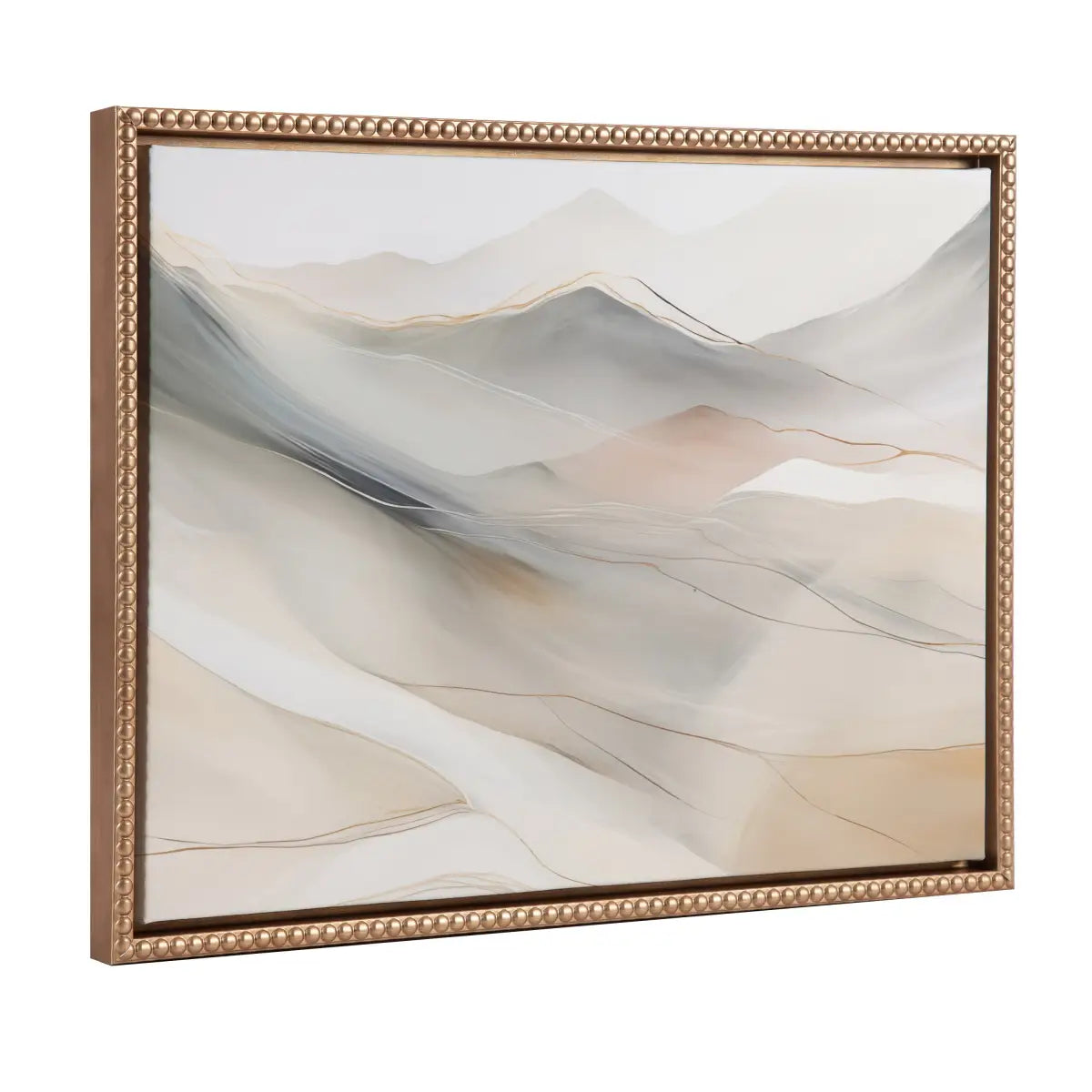 Framed Canvas Art - Beaded Abstract Mystic Mountain Landscape - Gold / 18x24 - kateandlaurel