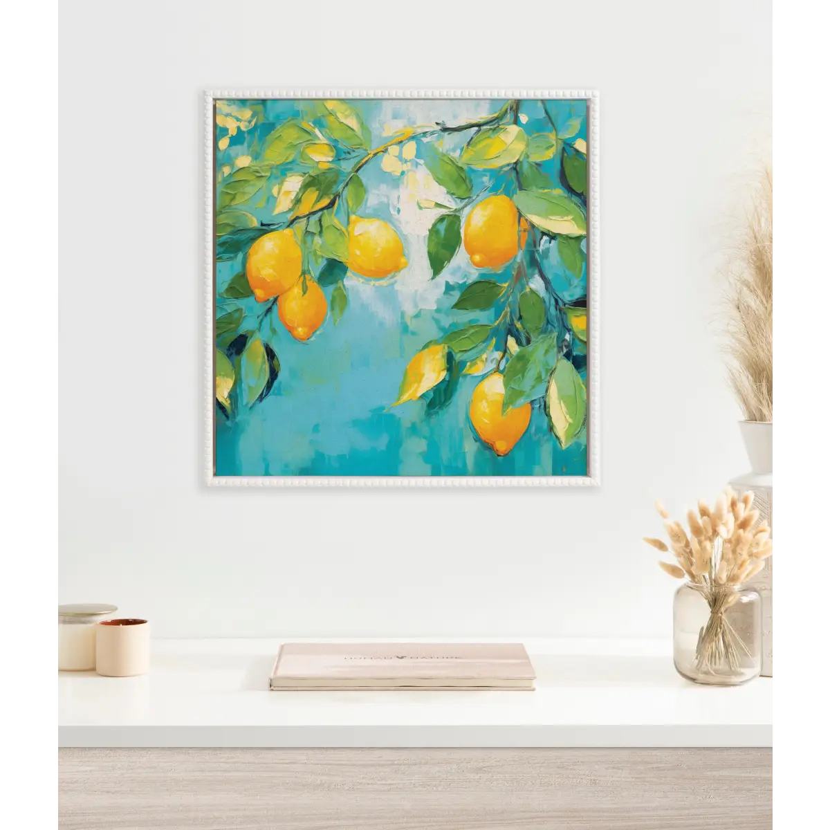 Beaded Lemon Tree Framed Canvas - kateandlaurel