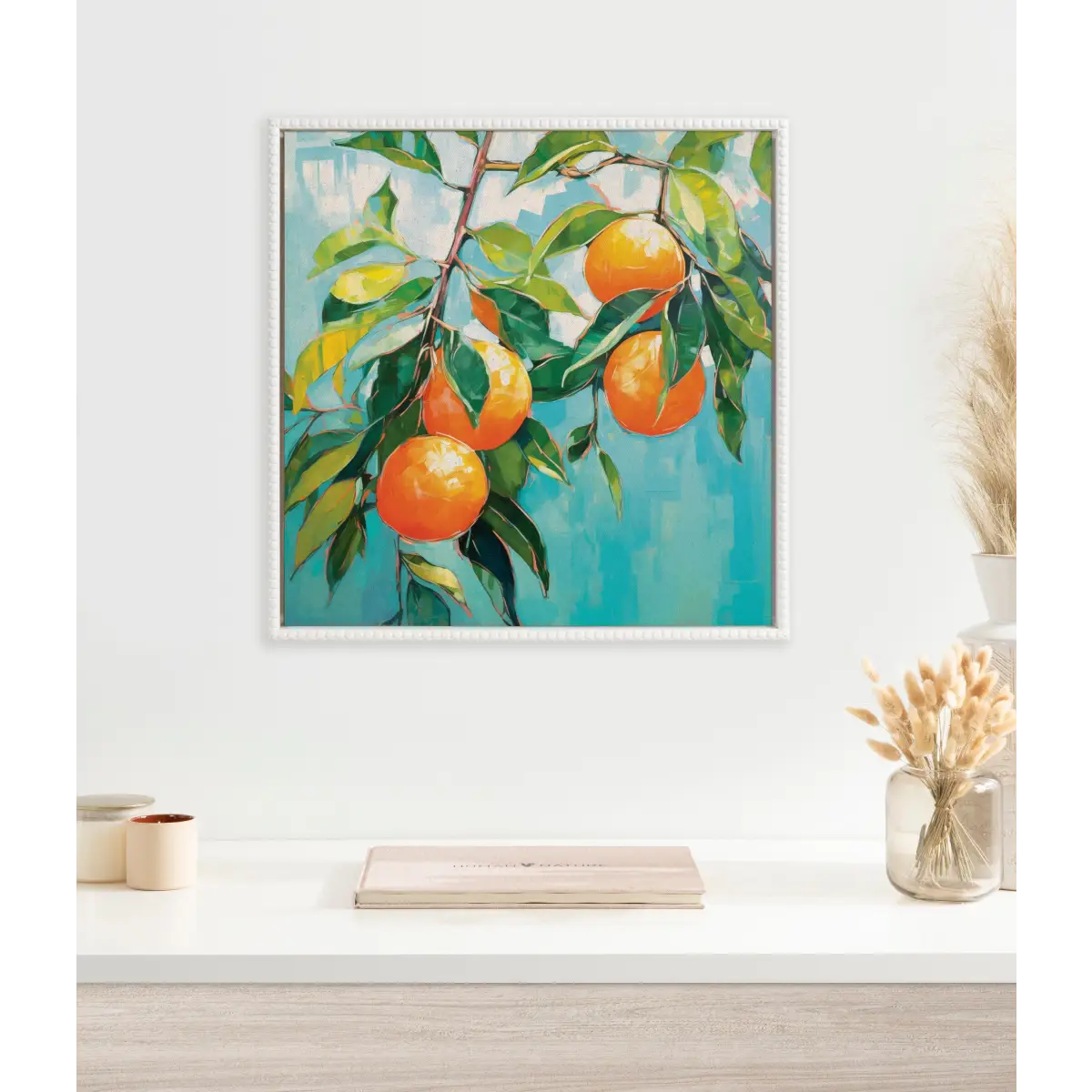 Framed Canvas Art - Beaded Orange Tree - kateandlaurel