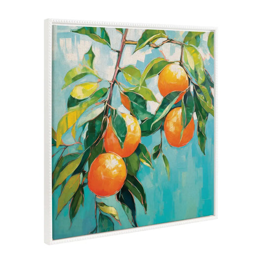 Framed Canvas Art - Beaded Orange Tree - 30x30 - kateandlaurel