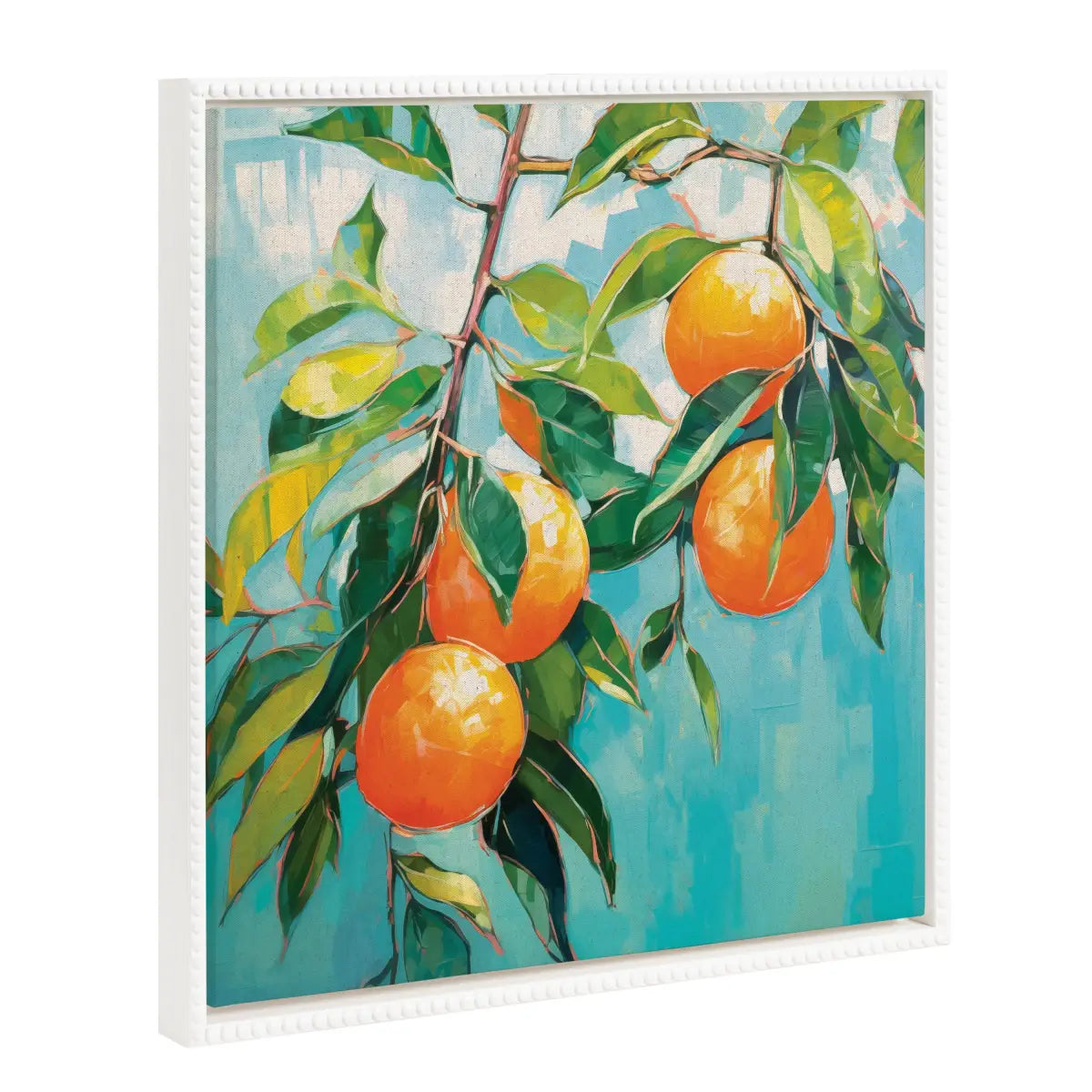 Framed Canvas Art - Beaded Orange Tree - 22x22 - kateandlaurel
