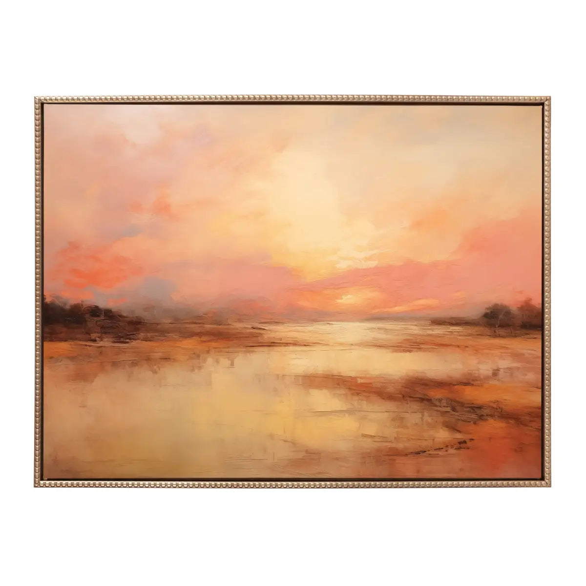 Framed Canvas Art - Beaded Peach Landscape - kateandlaurel