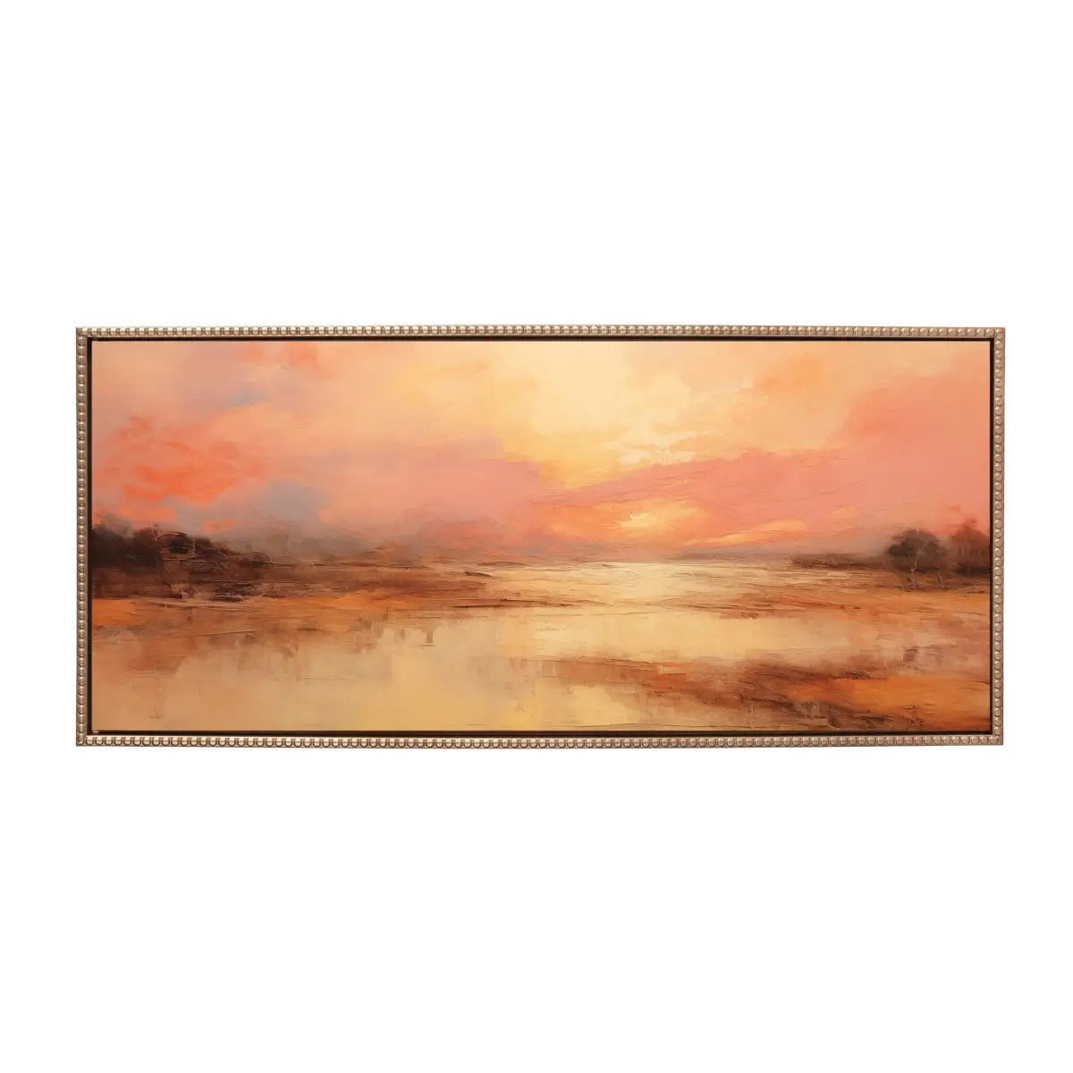 Framed Canvas Art - Beaded Peach Landscape - kateandlaurel