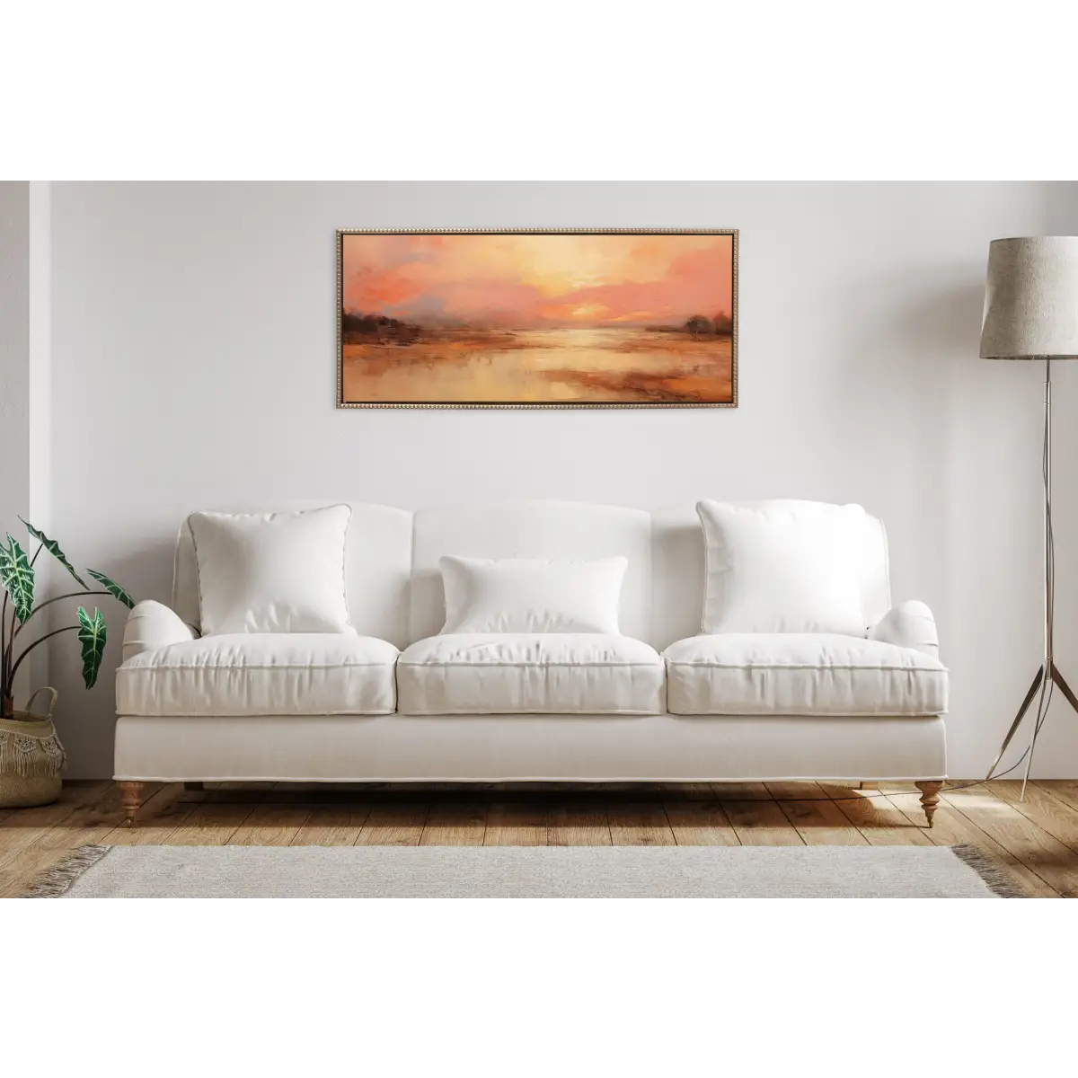 Framed Canvas Art - Beaded Peach Landscape - kateandlaurel