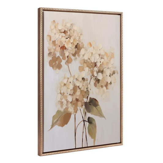 Soft Hydrangeas Framed Canvas - Gold / 23x33 - kateandlaurel