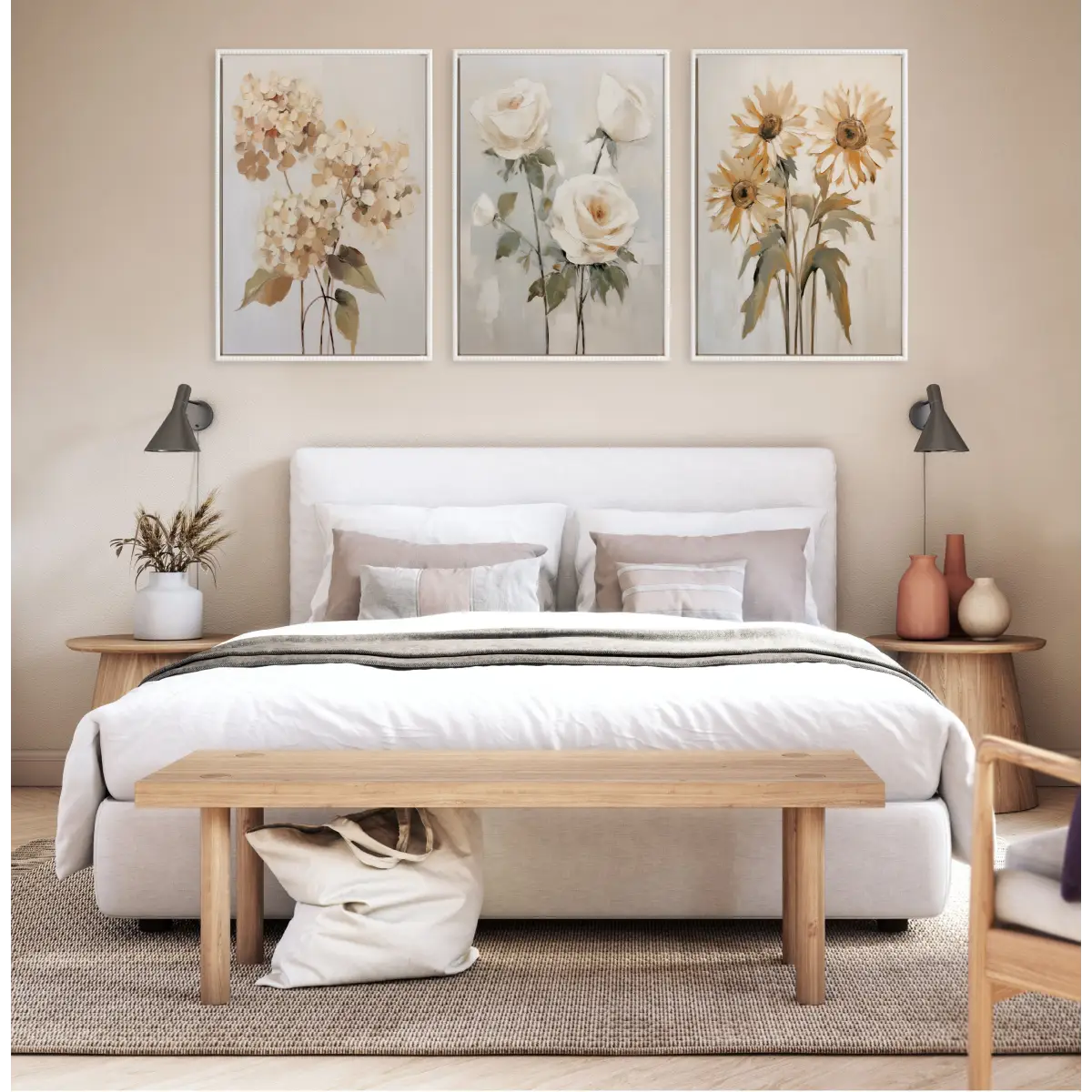 Soft Hydrangeas Framed Canvas - kateandlaurel